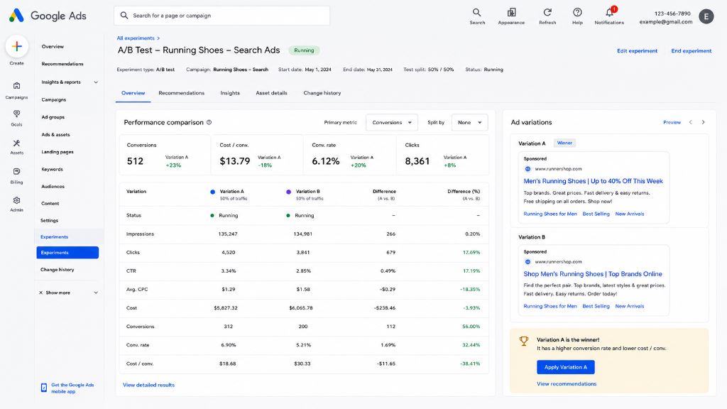Google Ads Optimization: Test Multiple Ad Variations